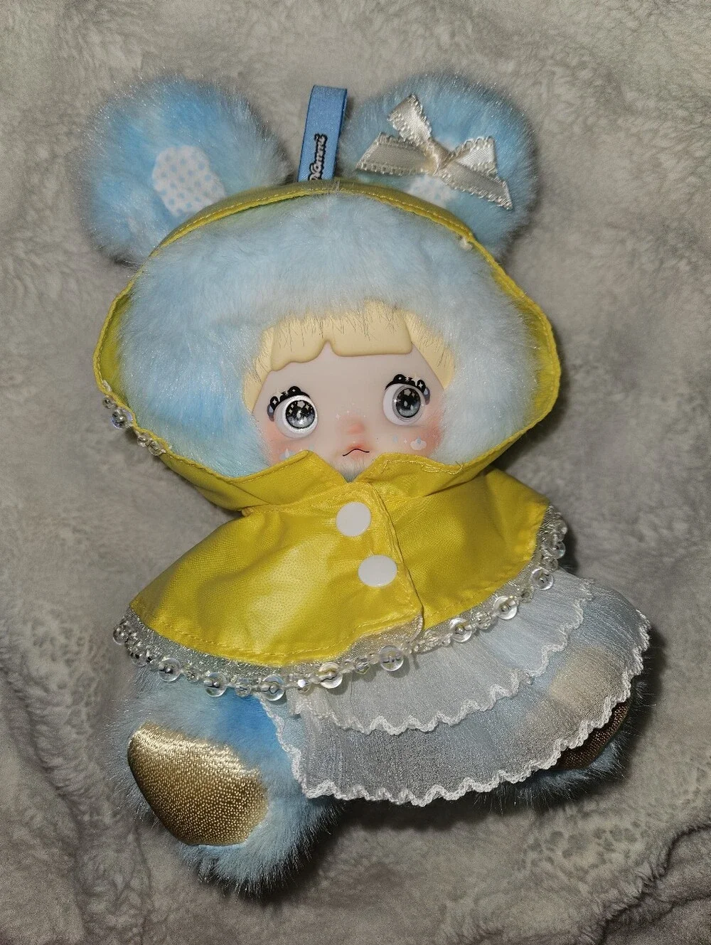NOMMI Weather Forecast Drizzle Blue Yellow Raincoat 3 Eye Option Soft Plush Doll
